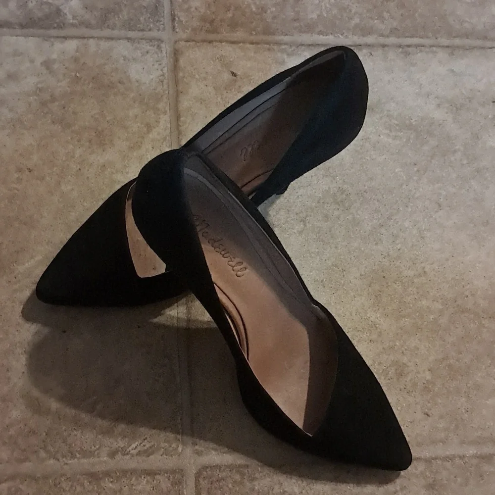 Madewell Mira Heel, Black Suede, Size 6.5